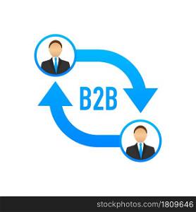 B2B sales person selling products. Business-to-business sales, B2B sales method. Vector illustration. B2B sales person selling products. Business-to-business sales, B2B sales method. Vector illustration.