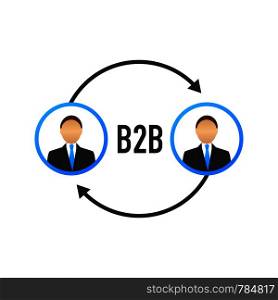 B2B sales person selling products. Business-to-business sales, B2B sales method. Vector stock illustration.