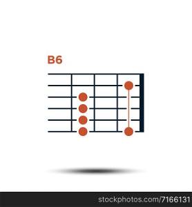 B6, Basic Guitar Chord Chart Icon Vector Template
