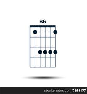 B6, Basic Guitar Chord Chart Icon Vector Template