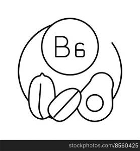 b6 vitamin line icon vector. b6 vitamin sign. isolated contour symbol black illustration. b6 vitamin line icon vector illustration