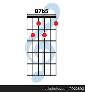 B7b5  guitar chord icon. Basic guitar chord vector illustration symbol design