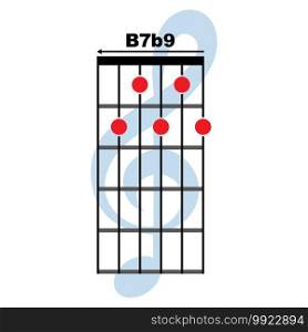 B7b9  guitar chord icon. Basic guitar chord vector illustration symbol design