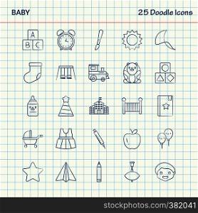 Baby 25 Doodle Icons. Hand Drawn Business Icon set