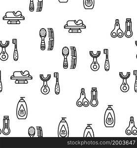 Baby Accessories And Equipment Vector Seamless Pattern Thin Line Illustration. Baby Accessories And Equipment Vector Seamless Pattern