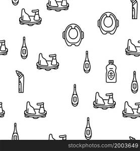 Baby Accessories And Equipment Vector Seamless Pattern Thin Line Illustration. Baby Accessories And Equipment Vector Seamless Pattern