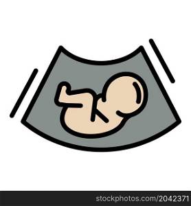 Baby and ultrasound machine icon. Outline baby and ultrasound machine vector icon color flat isolated. Baby and ultrasound machine icon color outline vector