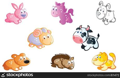 Baby animals cartoon set