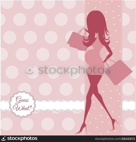 Baby announcement card with beautiful pregnant vector image