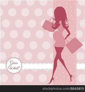 Baby announcement card with beautiful pregnant vector image