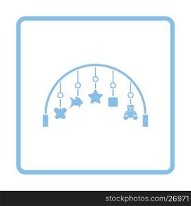 Baby arc with hanged toys icon. Blue frame design. Vector illustration.