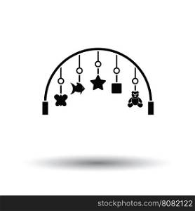 Baby arc with hanged toys icon. White background with shadow design. Vector illustration.