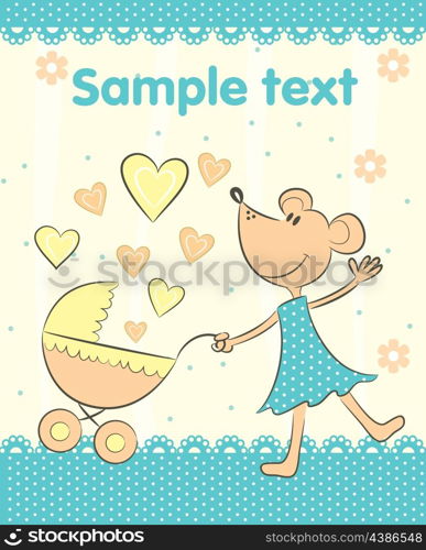 Baby arrival announcement card. Vector