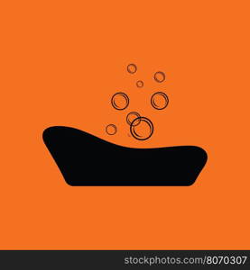 Baby bathtub icon. Orange background with black. Vector illustration.