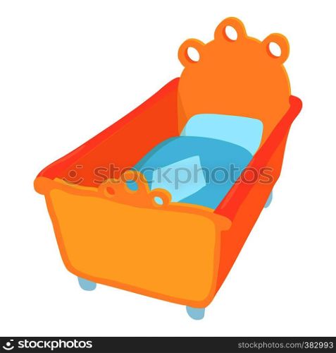 Baby bed icon. Cartoon illustration of baby bed vector icon for web. Baby bed icon, cartoon style