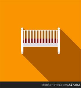 Baby bed icon in flat style with long shadow. Rest and sleep symbol. Baby bed icon, flat style