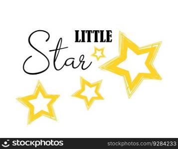 Baby bedroom wall art poster. Handwritten lettering. Little star, cute card or t-shirt print template. Vector"e illustration.