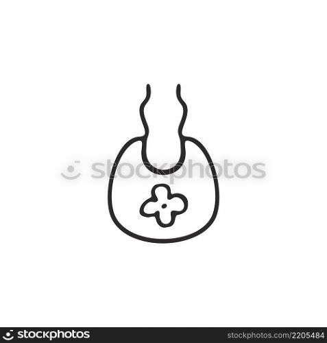 Baby bib, protection from drool and dirt. Vector Doodle illustration. Things and attributes for newborns. A small child and his clothes. Sketch with a black contour line by hand.