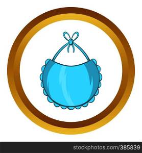 Baby bib vector icon in golden circle, cartoon style isolated on white background. Baby bib vector icon, cartoon style