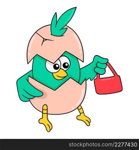 baby bird carrying shopping bag