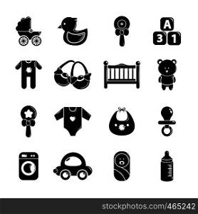 Baby born icons set. Simple illustration of 16 baby born vector icons for web. Baby born icons set, Simple style