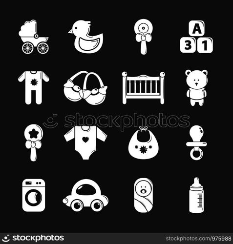 Baby born icons set vector white isolated on grey background . Baby born icons set grey vector
