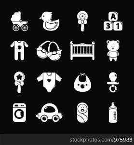 Baby born icons set vector white isolated on grey background . Baby born icons set grey vector