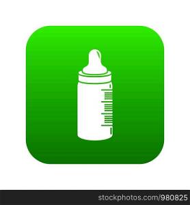 Baby bottle icon green vector isolated on white background. Baby bottle icon green vector