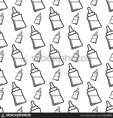 Baby Bottle Icon Seamless Pattern, Milk, Water Bottle Icon Vector Art Illustration