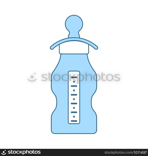 Baby Bottle Icon. Thin Line With Blue Fill Design. Vector Illustration.