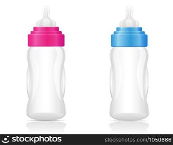 baby bottle pink and blue vector illustration isolated on white background