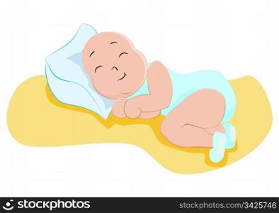 Baby boy in sweet dreams, vector illustration