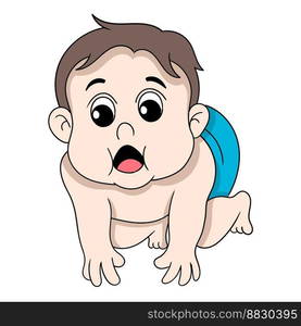 baby boy is crawling trying to get closer. vector design illustration art