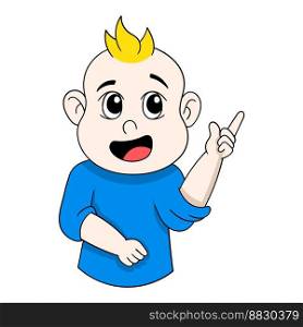 baby boy is showing cute explaining gesture. vector design illustration art