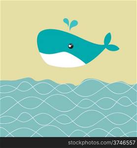 Baby boy shower card with cute whale