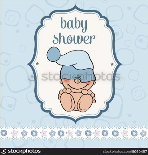 baby boy shower card with funny little baby