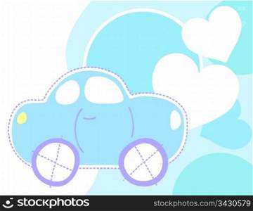 baby car and hearts background