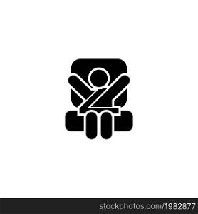 Baby Car Seat. Flat Vector Icon. Simple black symbol on white background. Baby Car Seat Flat Vector Icon