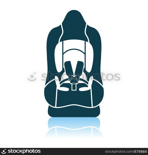 Baby Car Seat Icon. Shadow Reflection Design. Vector Illustration.