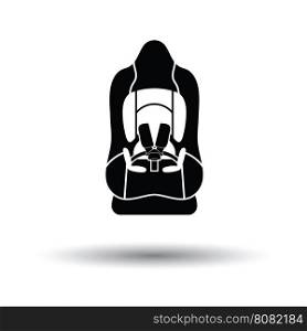 Baby car seat icon. White background with shadow design. Vector illustration.