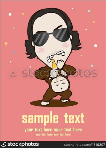 baby card with cute monkey. vector illustration