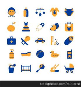 Baby Care Icon Set. Baby care icon set nursery equipment flat isolated vector illustration