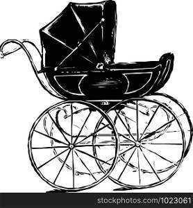 Baby carriage in old style. vector illustration eps 10