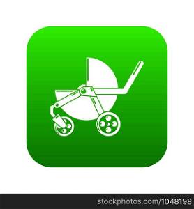 Baby carriage modern icon green vector isolated on white background. Baby carriage modern icon green vector