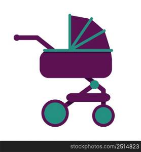 Baby carriage semi flat color vector object. Full sized item on white. Pram for newborn. Four-wheeled vehicle. Simple cartoon style illustration for web graphic design and animation. Baby carriage semi flat color vector object