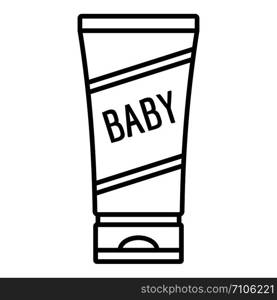 Baby cream tube icon. Outline baby cream tube vector icon for web design isolated on white background. Baby cream tube icon, outline style