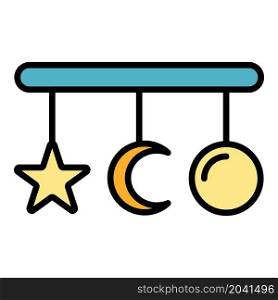Baby crib toys icon. Outline baby crib toys vector icon color flat isolated. Baby crib toys icon color outline vector