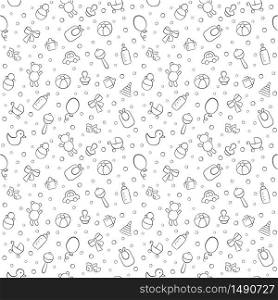 Baby cute seamless pattern. Children texture on white background. Vector illustration in doodle style.. Baby cute seamless pattern. Pink girl texture. Kid background. Vector illustration