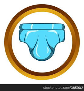 Baby diaper vector icon in golden circle, cartoon style isolated on white background. Baby diaper vector icon, cartoon style