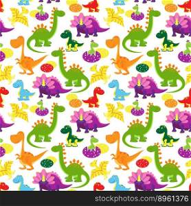 Baby dinosaurs pattern vector image